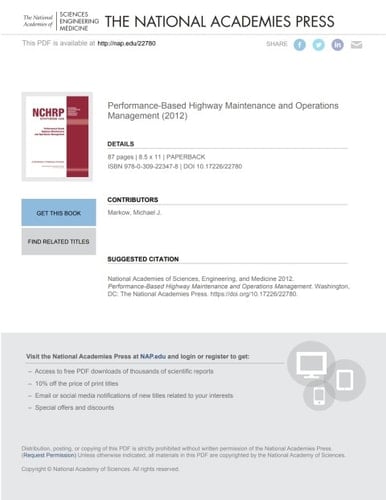 Performance-Based Highway Maintenance and Operations Management