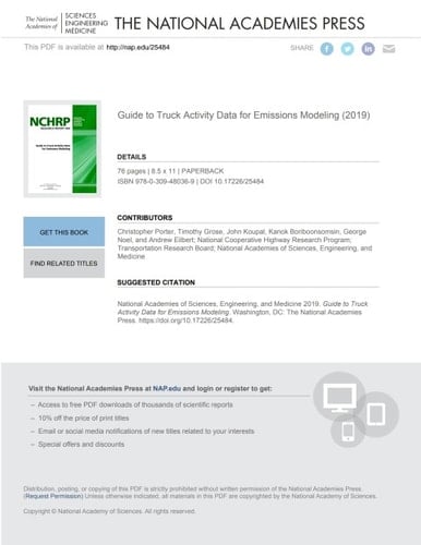 Guide to Truck Activity Data for Emissions Modeling