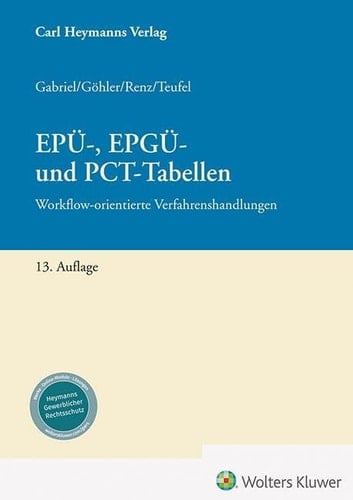 EPÜ-, EPGÜ- und PCT-Tabellen Workflow-orientierte Verfahrenshandlungen