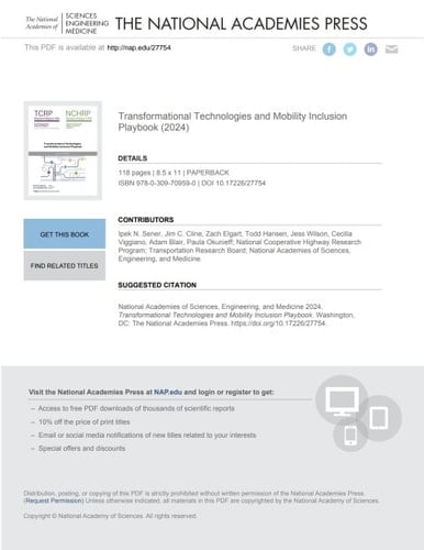 Transformational Technologies and Mobility Inclusion Playbook