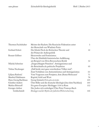 sans phrase: Heft 7 Zeitschrift für Ideologiekritik