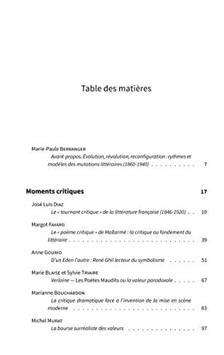 Évolutions/révolutions des valeurs critiques (1860-1940)