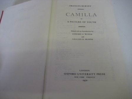 Camilla;: Or, A picture of youth (Oxford English novels)