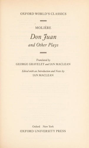 Don Juan: and Other Plays (Oxford World's Classics)
