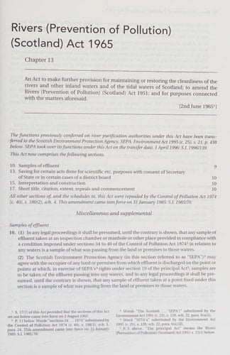 A Manual of Environmental Protection Law The Pollution Control Functions of the Environment Agency and SEPA