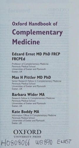 Oxford Handbook of Complementary Medicine (Oxford Handbooks Series)