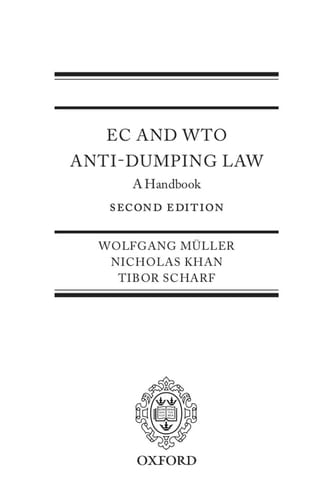 EC and WTO Anti-Dumping Law: A Handbook