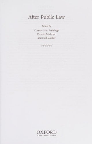 After Public Law (Oxford Constitutional Theory)