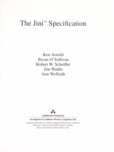 The Jini(TM) Specification (The Jini(TM) Technology Series)