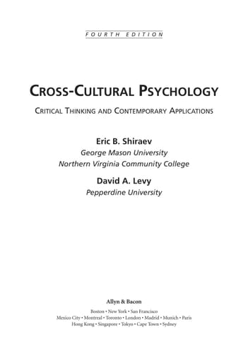 Cross-Cultural Psychology: Critical Thinking and Contemporary Applications (4th Edition)