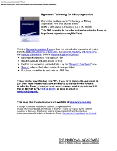 Hypersonic Technology for Military Application