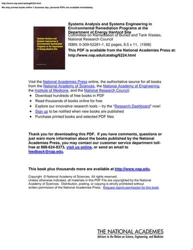 Systems Analysis and Systems Engineering in Environmental Remediation Programs at the Department of Energy Hanford Site