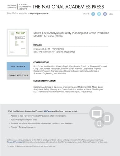 Macro-Level Analysis of Safety Planning and Crash Prediction Models: A Guide