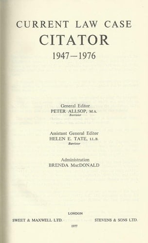 Current Law Case Citator, 1947-1976