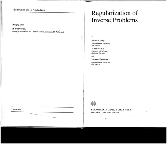 Regularization of Inverse Problems