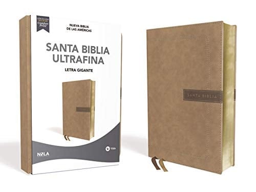 NBLA Santa Biblia Ultrafina, Letra Gigante, Leathersoft, Beige, Edición Letra Roja
