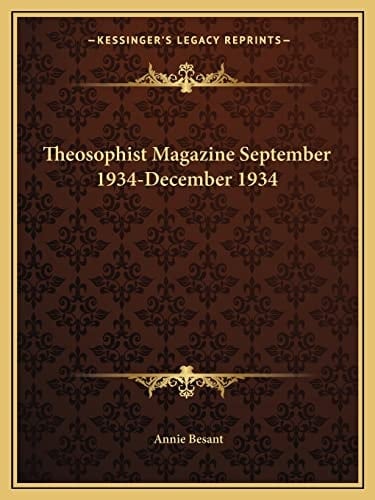 Theosophist Magazine September 1934-December 1934