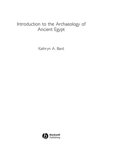 An Introduction to the Archaeology of Ancient Egypt