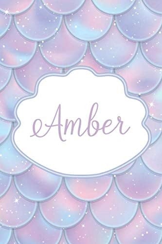 Amber Personalized Name Journal Mermaid Writing Notebook for Girls and Women