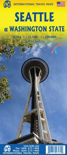 Seattle & Washington State Travel Reference Map 1:12.5K/1:700K