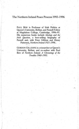 The Northern Ireland Peace Process, 1993-1996 A Chronology