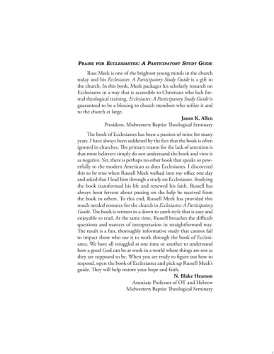 Ecclesiastes A Participatory Study Guide