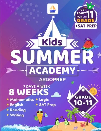 Kids Summer Academy by ArgoPrep - Grades 10-11: 8 Weeks of Math, ELA and SAT PREP + Fitness | Online Access Included | Prevent Summer Learning Loss
