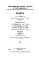 Agency Progress in Retrospective Review of Existing Regulations: hearing Before the Subcommittee on Regulatory Affairs and Federal Management of the Committee on Homeland Security and Governmental Affairs, United States Senate, One Hundred Fourteenth Cong