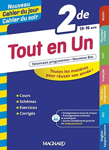 Cahier du jour/Carhier du soir Tout en un 2de