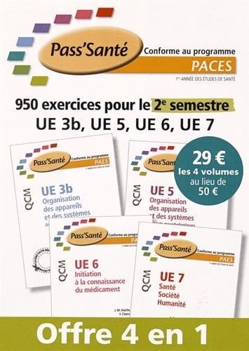 950 exercices pour le 2e semestre UE 3b, UE 5, UE 6, UE 7 4 volumes