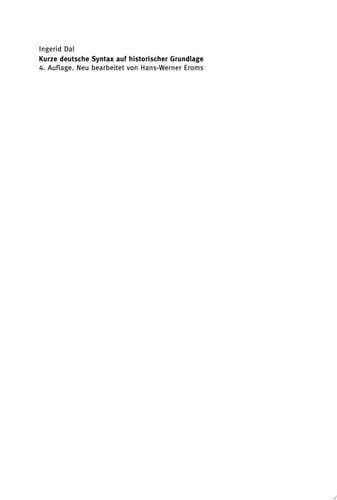 Kurze deutsche Syntax auf historischer Grundlage
