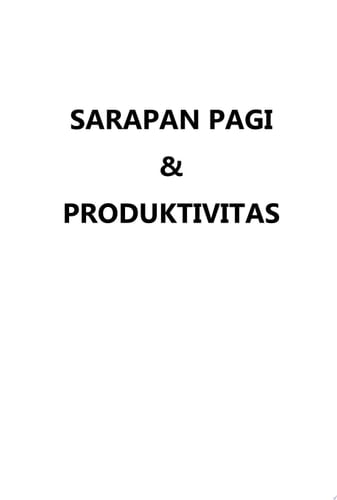 Sarapan Pagi & Produktivitas