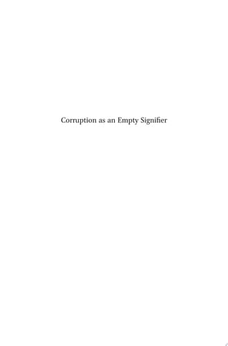 Corruption as an Empty Signifier Politics and Political Order in Africa