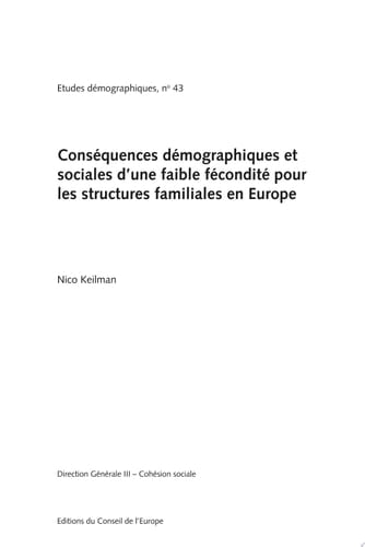 Conséquences démographiques et sociales d'une faible fécondité pour les structures familiales en Europe
