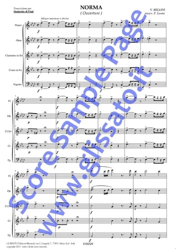 Oboe part of "Norma" for Woodwind Quintet Overture