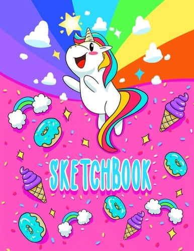 Sketchbook Unicorn Kawaii Sketchbook for Girls 8''x11'' (100 Pages) Blank Paper for Drawing, Journal, Writing and Doodles, Great Gift Sketchbook for Kids