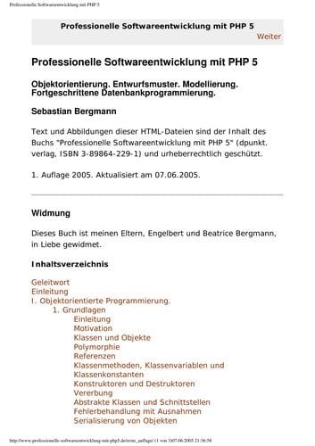 Professionelle Softwareentwicklung mit PHP 5