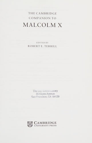 The Cambridge companion to Malcolm X
