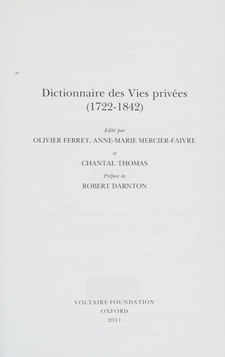 Dictionnaire des vies privées (1722-1842)