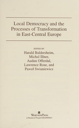 Local democracy and the processes of transformation in East-Central Europe