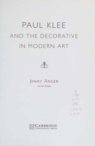 Paul Klee and the Decorative in Modern Art