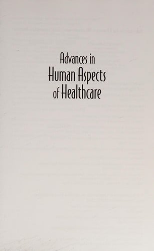 Advances in human aspects of healthcare
