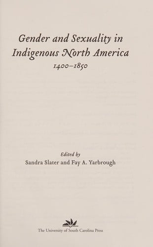 Gender and sexuality in indigenous North America, 1400-1850