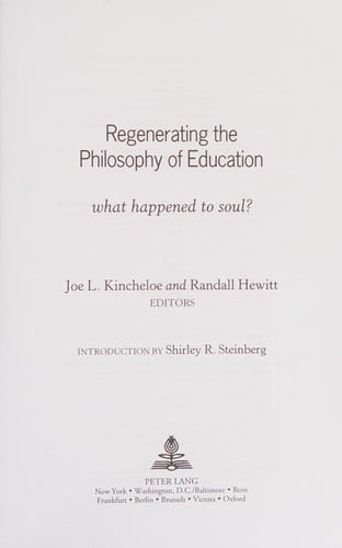 Regenerating the philosophy of education