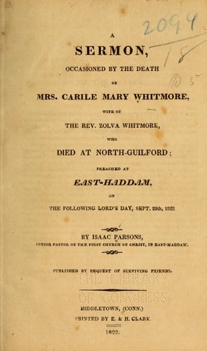 A sermon occasioned by the death of Mrs. Carile Mary Whitmore...