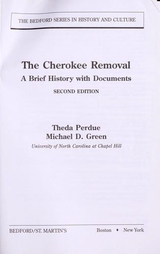 The Cherokee removal : a brief history with documents