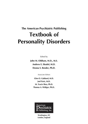 The American Psychiatric Publishing textbook of personality disorders