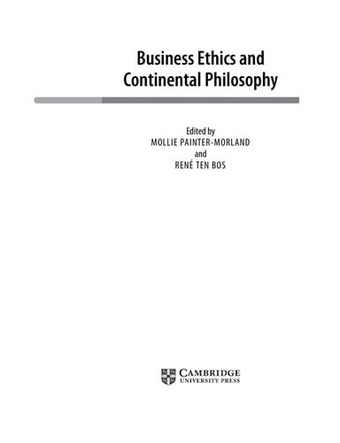 Business ethics and continental philosophy
