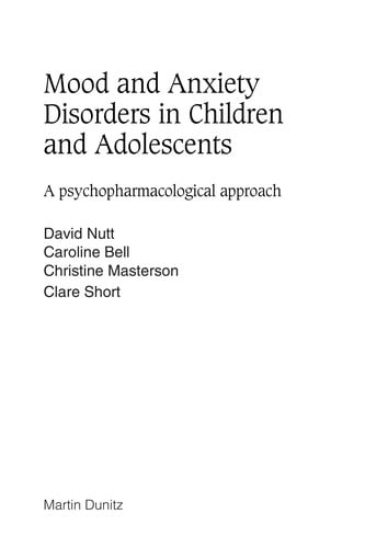 Mood and Anxiety Disorders in Children and Adolescents